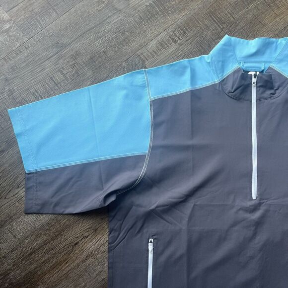 New Footjoy Short Sleeve Men's Extra Large 1/2 Zip Windshirt Gray Blue XL - Picture 2 of 7